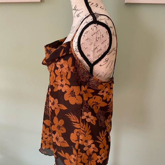 Sheer Floral Print Women's Spaghetti Strap Top Size Large - Picture 4 of 7